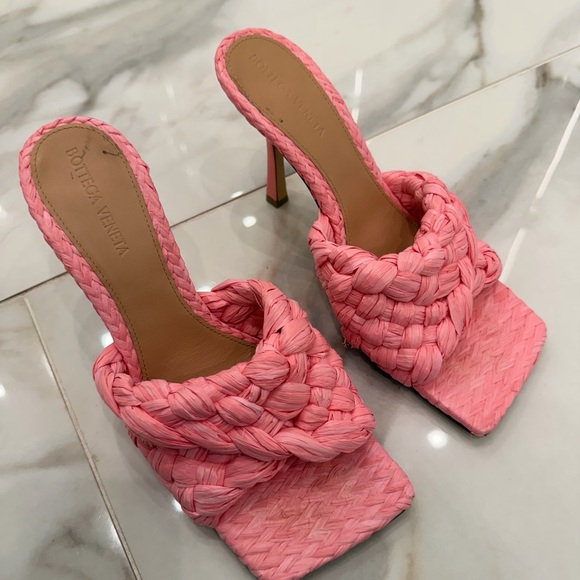 Bottega Veneta Vibrant Pink Braided Heels